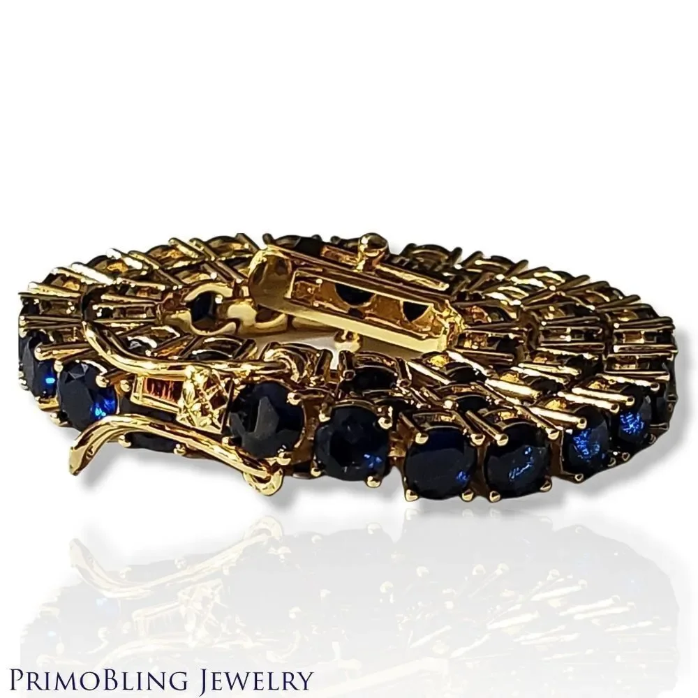 Gold Plated Blue Sapphire Tennis Bracelet